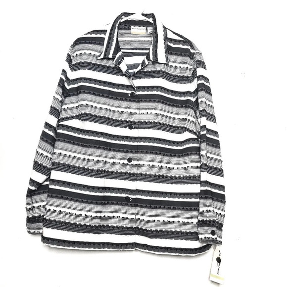 Alfred Dunner Marbella Blazer Jacket Size 18W Black White Padded Striped - Picture 1 of 11
